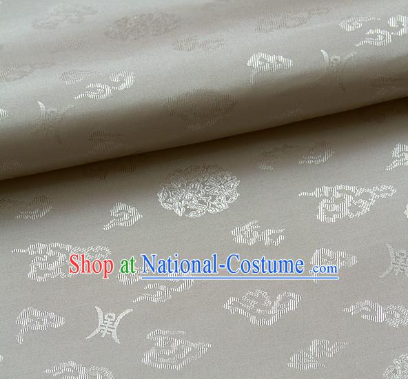 Traditional Asian Beige Brocade Drapery Korean Hanbok Palace Satin Silk Fabric