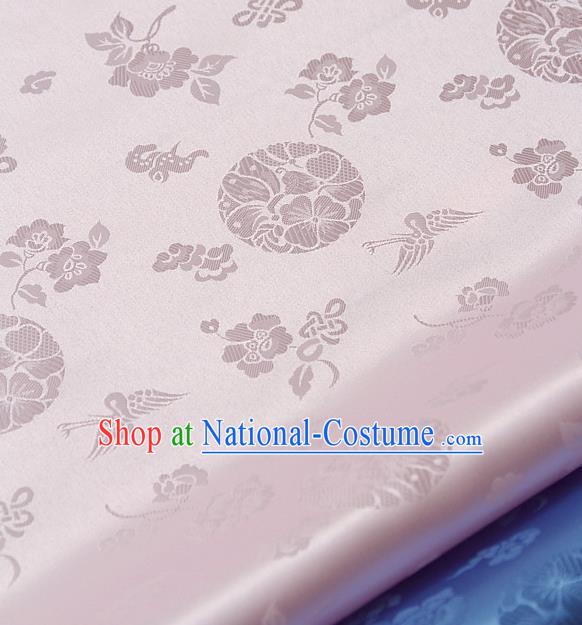 Traditional Asian Cloth Drapery Pink Brocade Korean Hanbok Palace Satin Silk Fabric