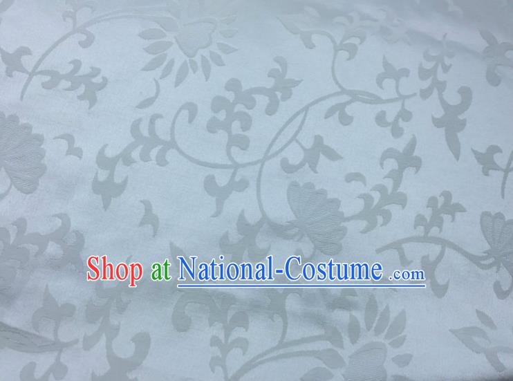 Chinese Traditional Apparel Fabric Qipao White Brocade Classical Pattern Design Silk Material Satin Drapery