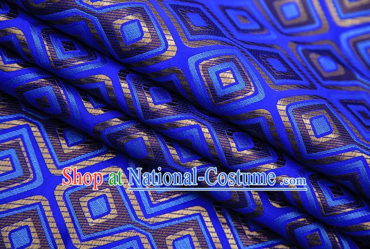 Chinese Traditional Apparel Qipao Fabric Royalblue Brocade Classical Pattern Design Material Satin Drapery