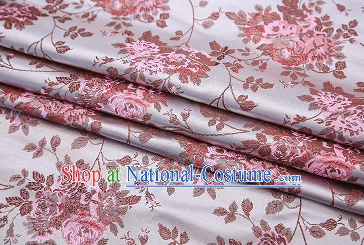 Chinese Traditional Satin Brocade Fabric Qipao Dress Classical Roses Pattern Design Material Drapery