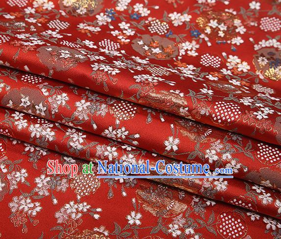 Chinese Traditional Jacquard Satin Fabric Red Brocade Classical Pattern Design Material Drapery