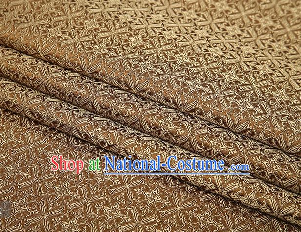 Top Grade Chinese Traditional Brown Brocade Fabric Tang Suit Satin Material Classical Pattern Design Drapery