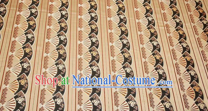 Chinese Traditional Classical Embroidered Black Fans Pattern Design Brocade Fabric Cushion Material Drapery