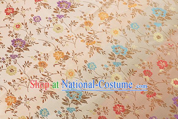 Chinese Traditional Garment Fabric Classical Flowers Pattern Design Light Golden Brocade Cushion Material Drapery