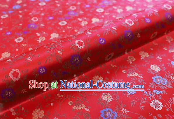 Chinese Traditional Garment Fabric Classical Flowers Pattern Design Red Brocade Cushion Material Drapery