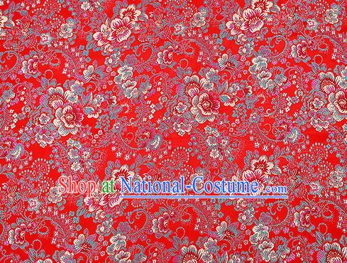 Red Brocade Chinese Traditional Garment Fabric Classical Peony Pattern Design Satin Cushion Material Drapery