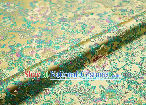 Light Golden Brocade Chinese Traditional Garment Fabric Classical Peony Pattern Design Satin Cushion Material Drapery