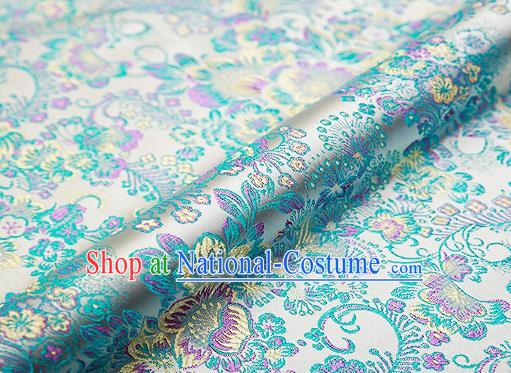 White Brocade Chinese Traditional Garment Fabric Classical Peony Pattern Design Satin Cushion Material Drapery