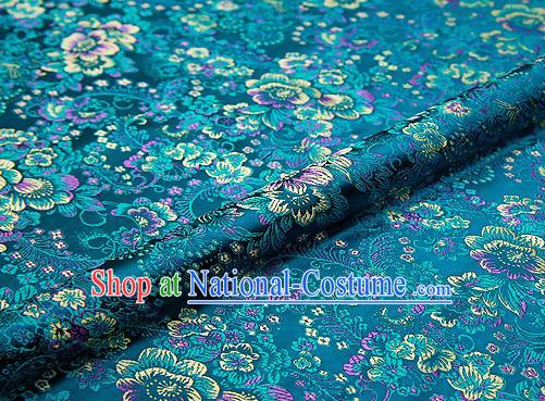 Peacock Green Brocade Chinese Traditional Garment Fabric Classical Peony Pattern Design Satin Cushion Material Drapery