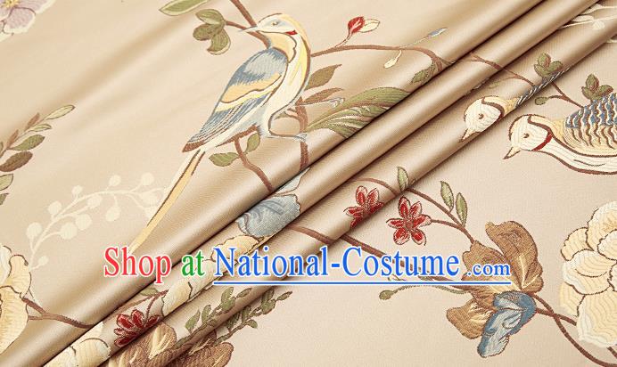 Embroidery Birds Brocade Chinese Traditional Garment Fabric Satin Cushion Material Drapery