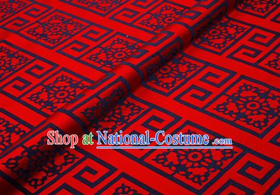 Top Grade Dark Red Brocade Chinese Traditional Garment Fabric Cushion Satin Material Drapery