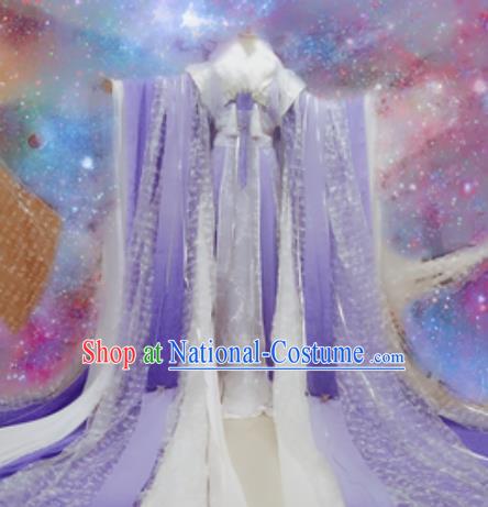 Chinese Ancient Cosplay Peri Costumes Traditional Princess Embroidered Purple Hanfu Dress for Women