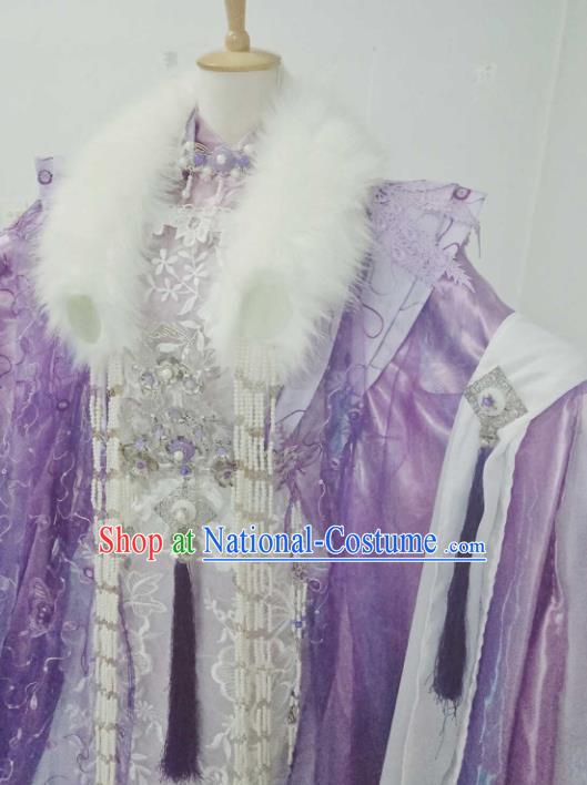 Chinese Ancient Cosplay Peri Purple Costumes Traditional Princess Embroidered Hanfu Dress for Women