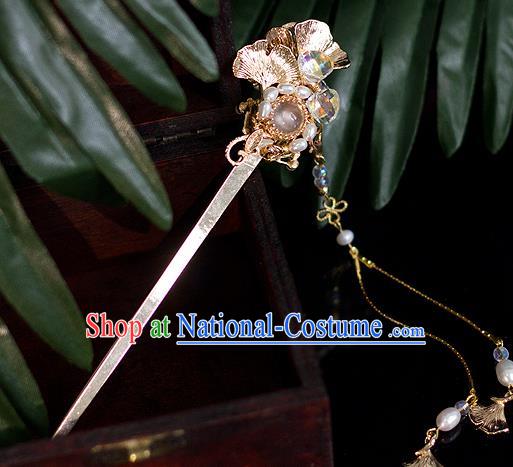 Top Grade Chinese Handmade Ginkgo Leaf Hairpins Ancient Hanfu Hair Accessories for Women