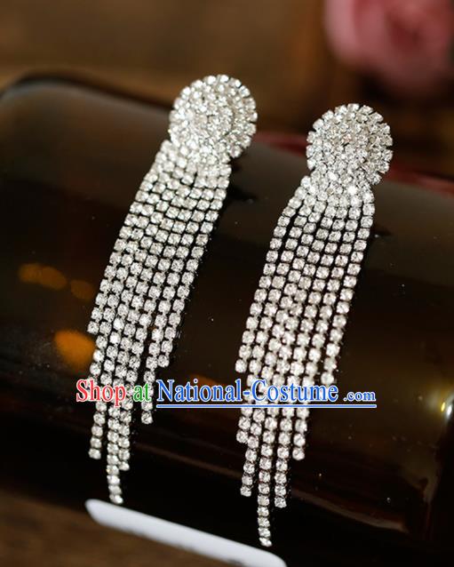 Top Grade Handmade Crystal Tassel Earrings Bride Jewelry Accessories for Women