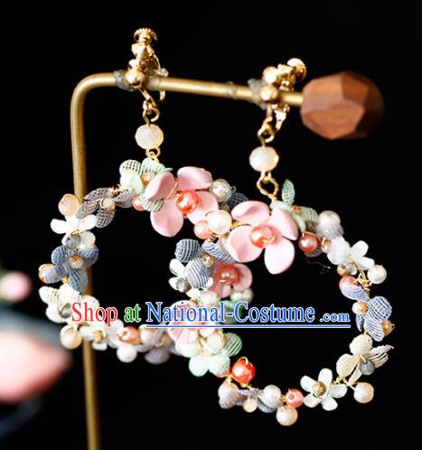 Top Grade Handmade Baroque Flowers Earrings Bride Jewelry Accessories for Women