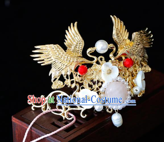 Chinese Traditional Xiuhe Suit Crane Hairpins Ancient Bride Handmade Hair Accessories for Women