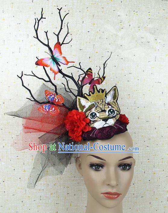 Chinese Traditional Handmade Hair Accessories Halloween Butterfly Headwear for Women