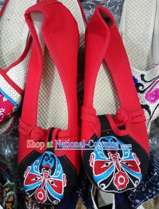 Chinese Traditional Handmade Embroidered Shoes Red Cloth Shoes for Women