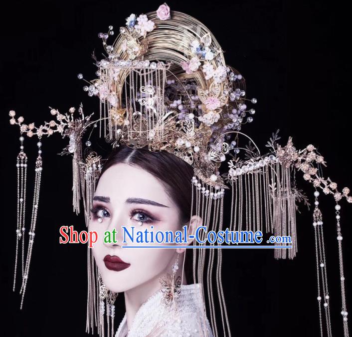 Chinese Traditional Ancient Phoenix Coronet Palace Wedding Hair Accessories for Women