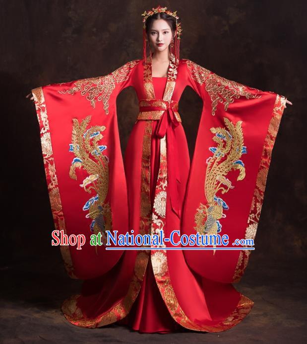 Chinese Traditional Ancient Imperial Consort Embroidered Wedding Dress for Women