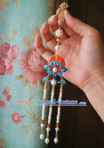 Chinese Classical Jewelry Accessories Traditional Hanfu Brooch Pearls Tassel Pendant for Women