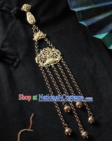 Chinese Classical Jewelry Accessories Traditional Hanfu Golden Brooch Tassel Pendant for Women