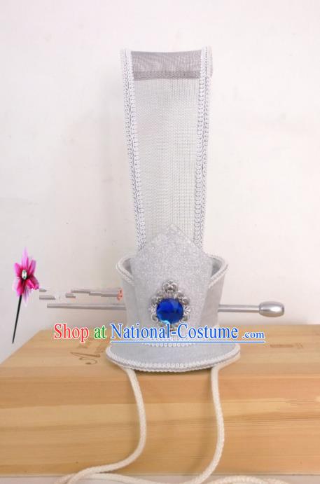 Chinese Traditional Hanfu Headdress Ancient Han Dynasty Nobility Childe White Tuinga Hairdo Crown for Men