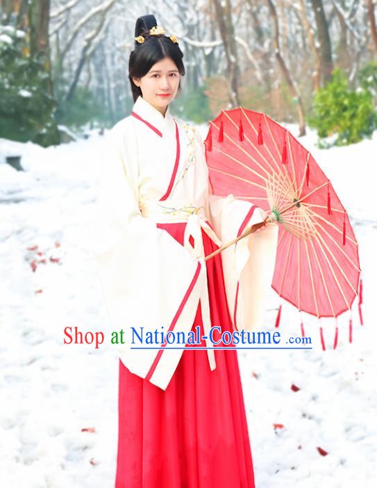 Chinese Ancient Hanfu Dress Traditional Han Dynasty Princess Embroidered Costumes for Women