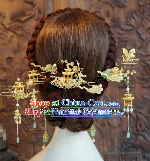 Chinese Ancient Hair Jewelry Accessories Queen Tassel Hairpins Headdress for Women