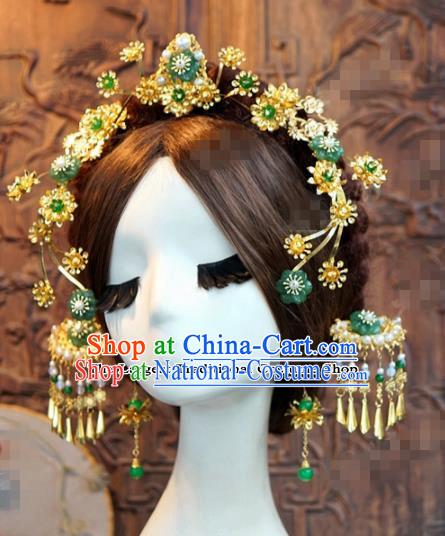 Chinese Ancient Bride Hair Accessories Wedding Palace Hair Clasp Hairpins for Women