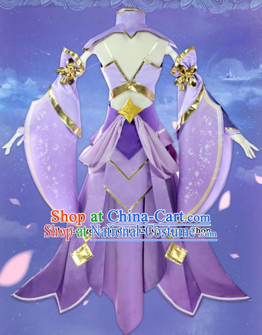 Chinese Traditional Cosplay Female Knight Costumes Ancient Swordswoman Purple Dress for Women