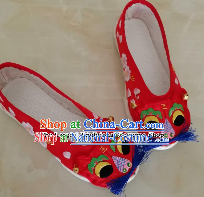 Chinese Traditional Hanfu Shoes Embroidered Tiger Head Shoes Handmade Cloth Shoes for Women