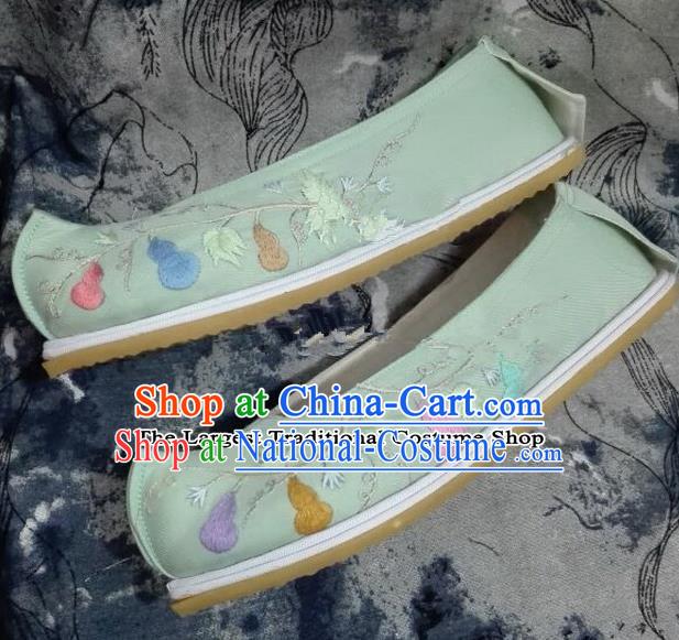 Chinese Traditional Hanfu Shoes Ancient Princess Green Embroidered Shoes Handmade Shoes for Women