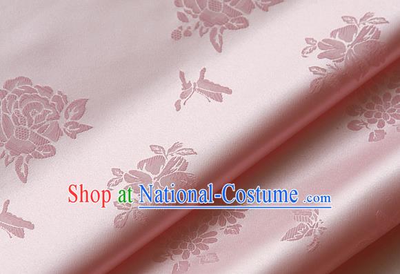 Traditional Asian Classical Cloth Drapery Pink Brocade Korean Hanbok Palace Satin Silk Fabric