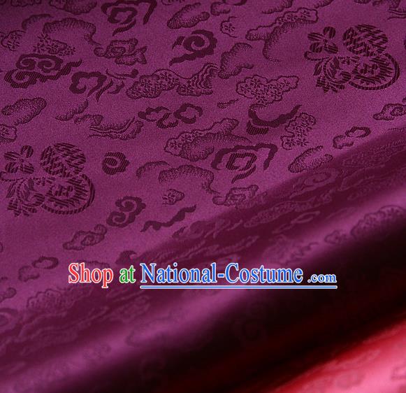 Traditional Asian Classical Cloth Drapery Purple Brocade Korean Hanbok Palace Satin Silk Fabric