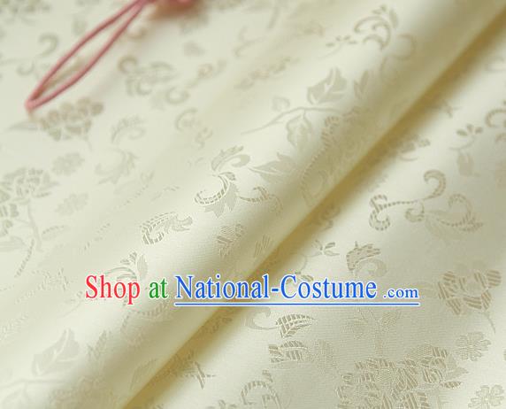 Traditional Asian Classical Pattern Yellow Brocade Cloth Drapery Korean Hanbok Palace Satin Silk Fabric