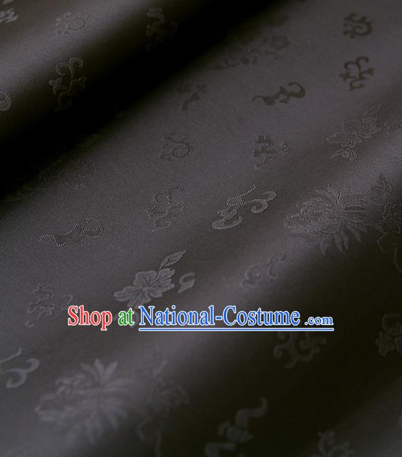 Traditional Asian Classical Chrysanthemum Pattern Brown Brocade Cloth Drapery Korean Hanbok Palace Satin Silk Fabric