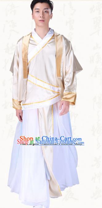 Chinese Traditional Folk Dance Golden Clothing Classical Dance Costumes for Men