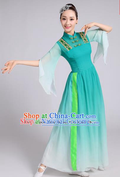 Traditional Chinese Classical Dance Costumes Lotus Dance Umbrella Dance Peacock Green Dress for Women