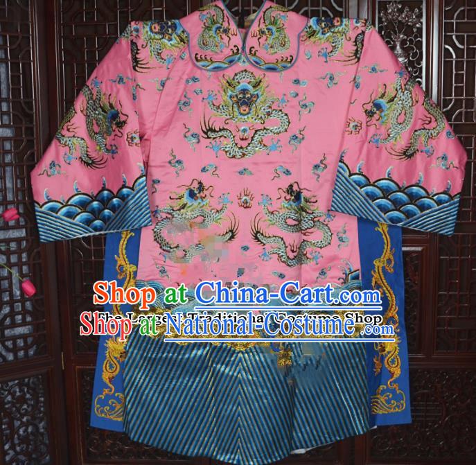 Top Grade Chinese Beijing Opera Costumes Peking Opera Minister Pink Embroidered Robe for Adults