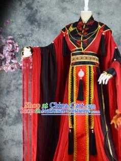 Traditional Chinese Cosplay Royal Highness Red Costumes Ancient Swordsman Hanfu Clothing for Men