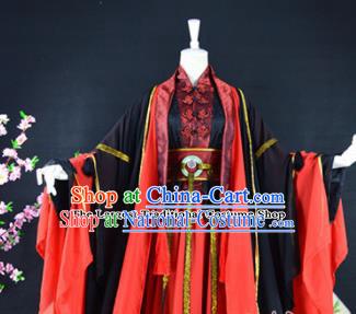 Traditional Chinese Cosplay Childe Costumes Ancient Swordsman Red Hanfu Clothing for Men