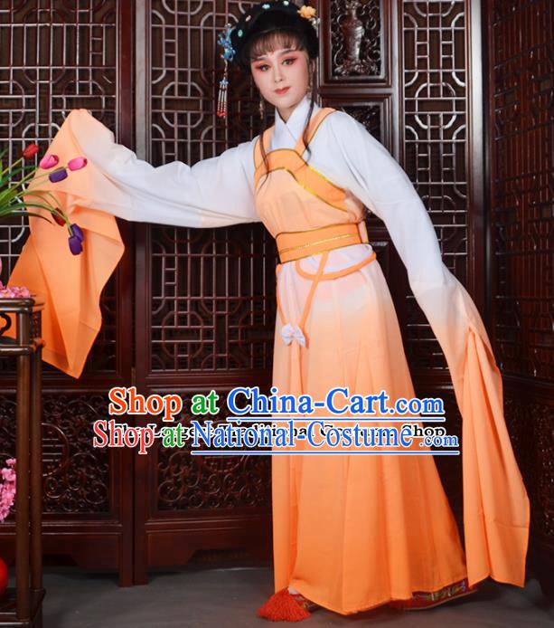 Traditional Chinese Beijing Opera Actress Costumes Ancient Peri Orange Dress for Adults