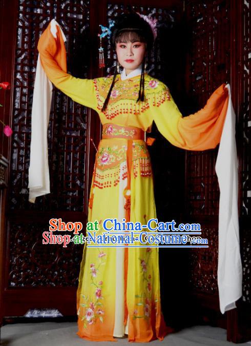 Traditional Chinese Peking Opera Palace Princess Costumes Ancient Peri Orange Dress for Adults