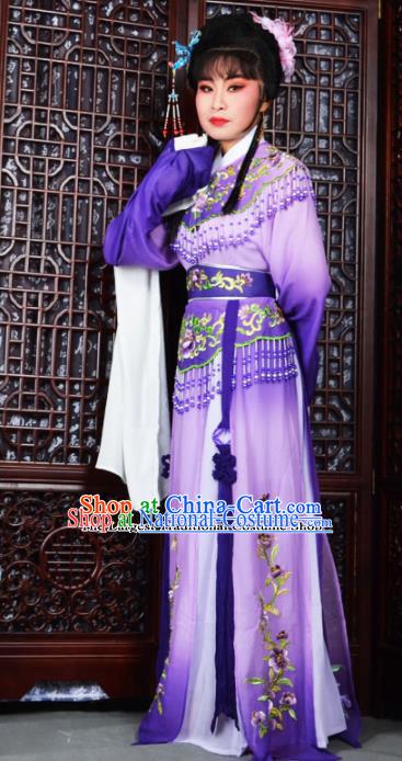 Traditional Chinese Peking Opera Palace Princess Costumes Ancient Peri Purple Dress for Adults