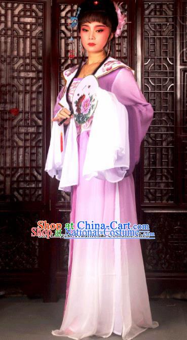 Traditional Chinese Peking Opera Princess Embroidered Costumes Ancient Peri Purple Dress for Adults