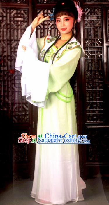 Traditional Chinese Peking Opera Princess Embroidered Costumes Ancient Peri Green Dress for Adults