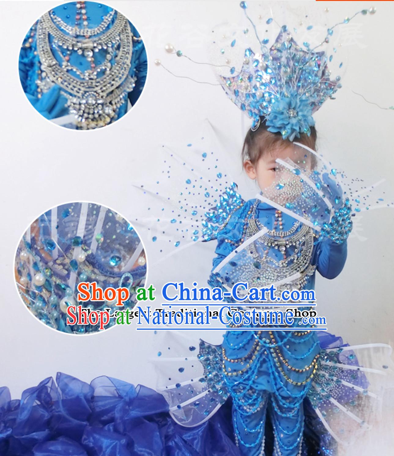 Mermaid Blue Custom-Made Stage Performance Costumes Dancing Costume